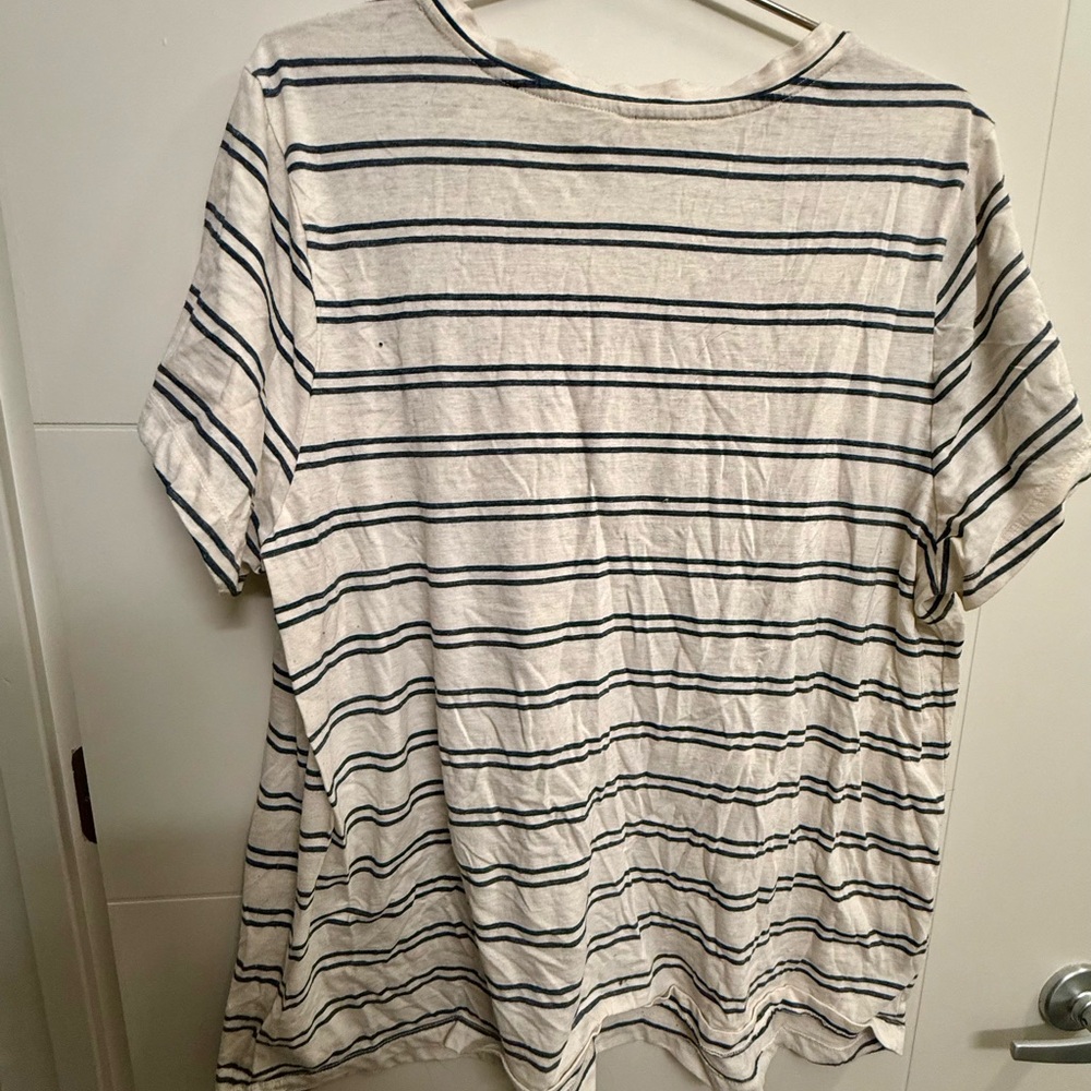 Lucky Brand Cream and Black Striped Short Sleeve Tee - Picture 3 of 3